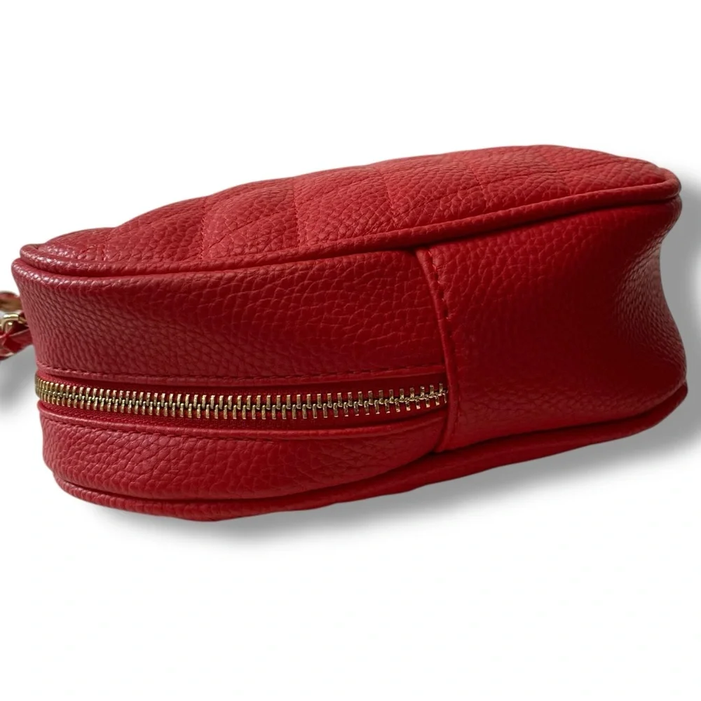 Justfab Vintage Y2K Quilted Pebbled Leather Red Heart Crossbody Bag